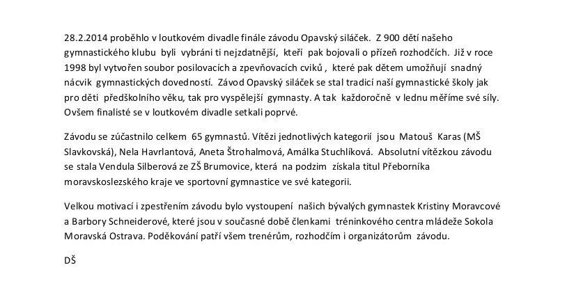 hodnocení závodu Opavský siláček 2014